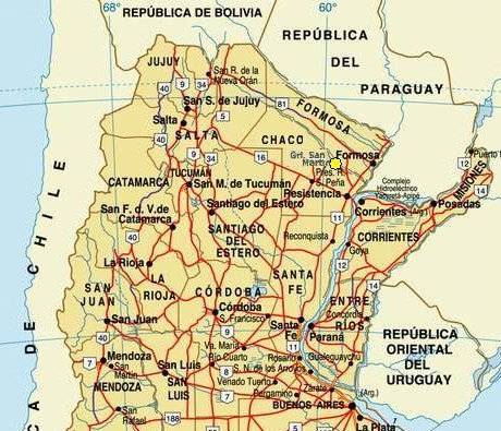 Mapa Rutas Argentina Norte